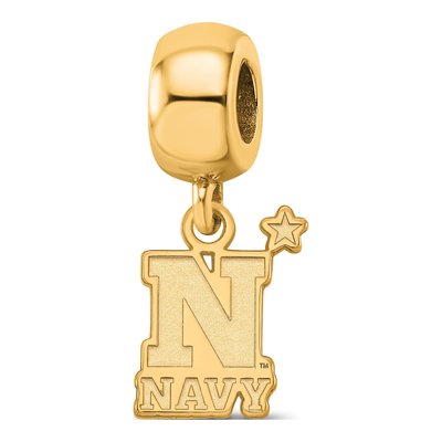 United States Naval Academy Gold-Plated Sterling Silver US Small Dangle Bead