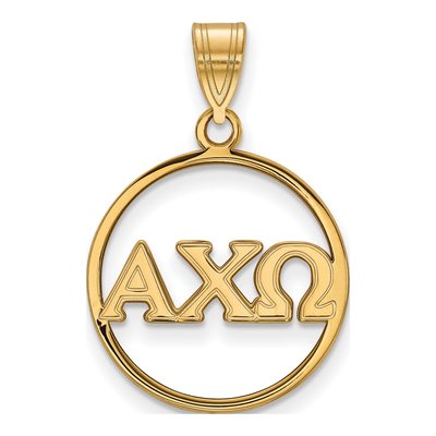 Alpha Chi Omega Gold-Plated Sterling Silver Large Sorority Circle Pendant