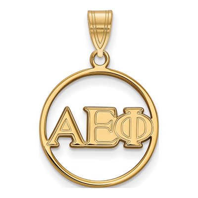 Alpha Epsilon Phi Gold-Plated Sterling Silver Small Sorority Circle Pendant