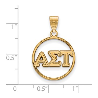 Alpha Sigma Tau Gold-Plated Sterling Silver Medium Circle Pendant – view 2