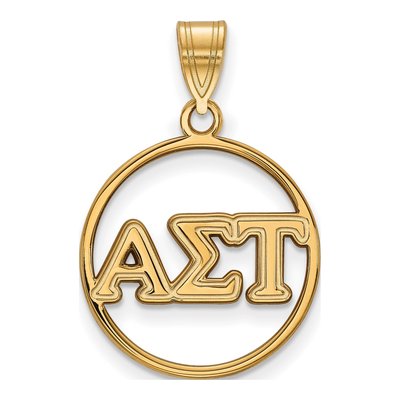 Alpha Sigma Tau Gold-Plated Sterling Silver Medium Circle Pendant