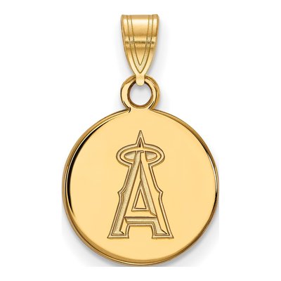 Los Angeles Angels Gold-Plated Sterling Silver Small LA Disc Pendant