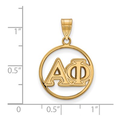 Alpha Phi Gold-Plated Sterling Silver Medium Sorority Circle Pendant – view 2