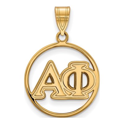 Alpha Phi Gold-Plated Sterling Silver Medium Sorority Circle Pendant