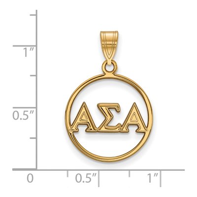 Alpha Sigma Alpha Gold-Plated Sterling Silver Small Sorority Pendant – view 2