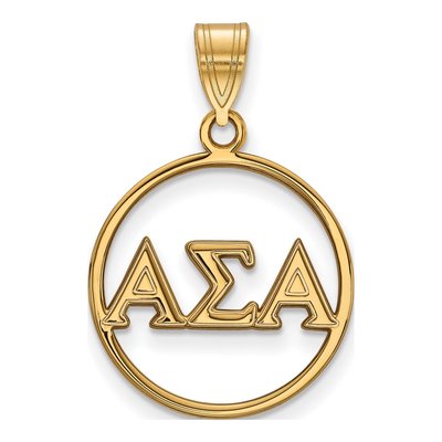 Alpha Sigma Alpha Gold-Plated Sterling Silver Small Sorority Pendant