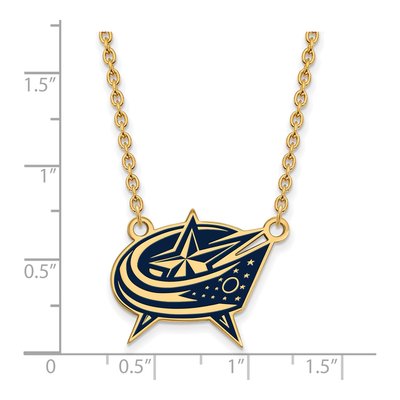 Columbus Blue Jackets Gold-Plated Sterling Silver Large Enameled Pendant Necklace – view 2