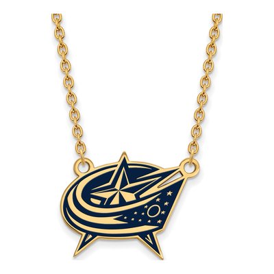 Columbus Blue Jackets Gold-Plated Sterling Silver Large Enameled Pendant Necklace
