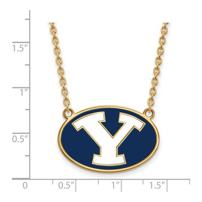 BYU Cougars Letter Y Pendant Necklace, 18in Gold-Plated – view 2