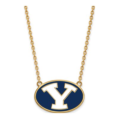 BYU Cougars Letter Y Pendant Necklace, 18in Gold-Plated