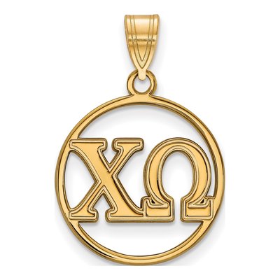 Chi Omega Gold-Plated Sterling Silver Small Sorority Pendant
