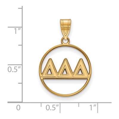 Delta Delta Delta Gold-Plated Sterling Silver Medium Tri Sorority Circle Pendant – view 2