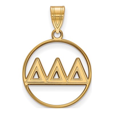 Delta Delta Delta Gold-Plated Sterling Silver Medium Tri Sorority Circle Pendant