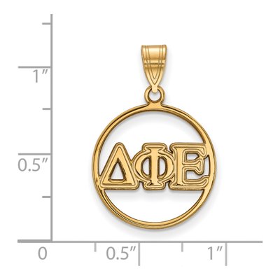 Delta Phi Epsilon Gold-Plated Sterling Silver Medium Sorority Circle Pendant – view 2