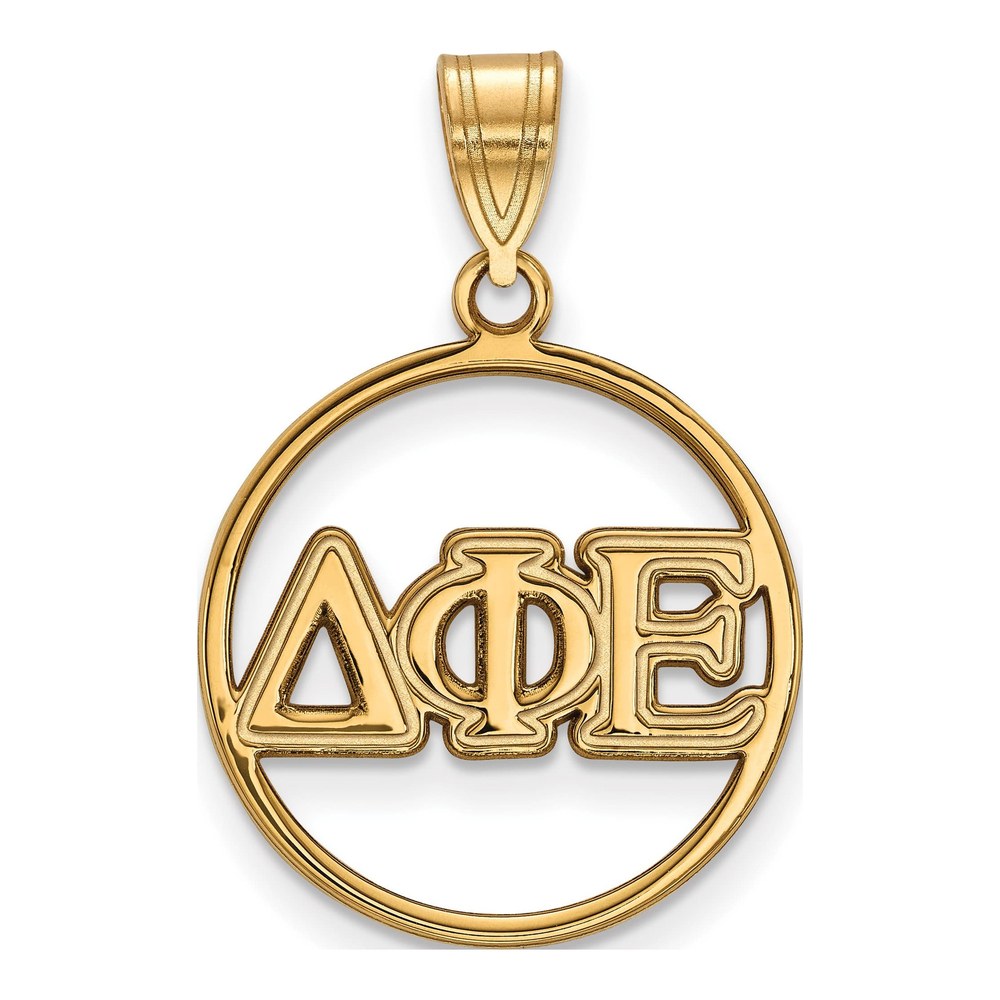Delta Phi Epsilon Gold-Plated Sterling Silver Medium Sorority Circle Pendant