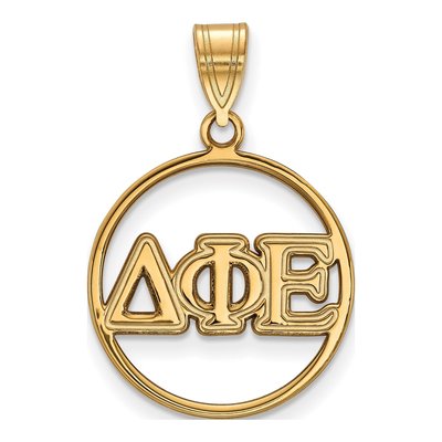 Delta Phi Epsilon Gold-Plated Sterling Silver Medium Sorority Circle Pendant