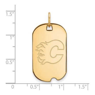 Calgary Flames Gold-Plated Sterling Silver Dog Tag Pendant – view 2