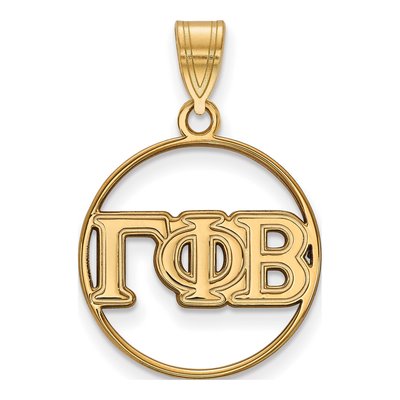 Gamma Phi Beta Gold-Plated Sterling Silver Medium Sorority Circle Pendant