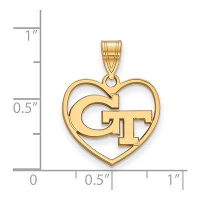 Georgia Institute of Technology Gold-Plated Sterling Silver Medium Tech G-T Heart Pendant – view 2