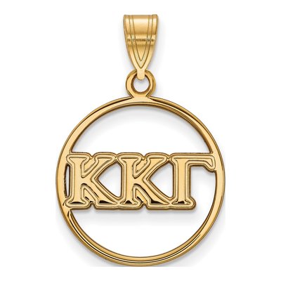 Kappa Kappa Gamma Gold-Plated Sterling Silver Medium Circle Pendant