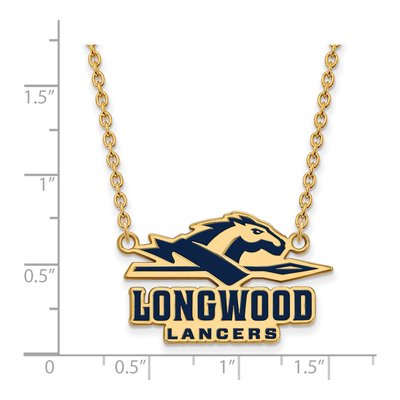 Longwood University Gold-Plated Sterling Silver Large Lancers Enamel Pendant Necklace – view 2
