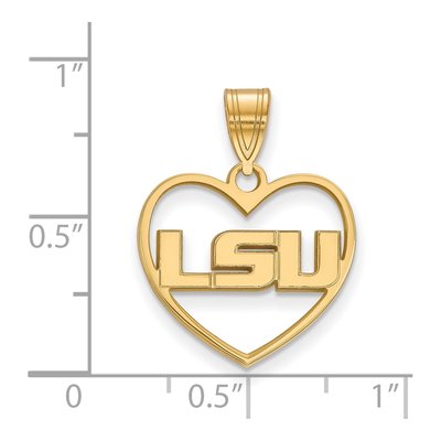 Louisiana State University Gold-Plated Sterling Silver Medium LSU Heart Pendant – view 2