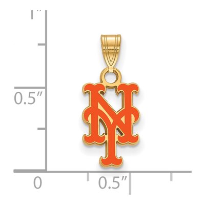 New York Mets Gold-Plated Sterling Silver Small NY Enamel Pendant – view 2