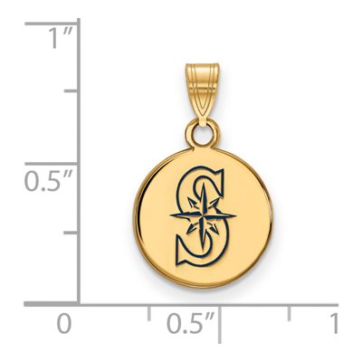 Seattle Mariners Gold-Plated Sterling Silver Small Enamel Disc Pendant – view 2