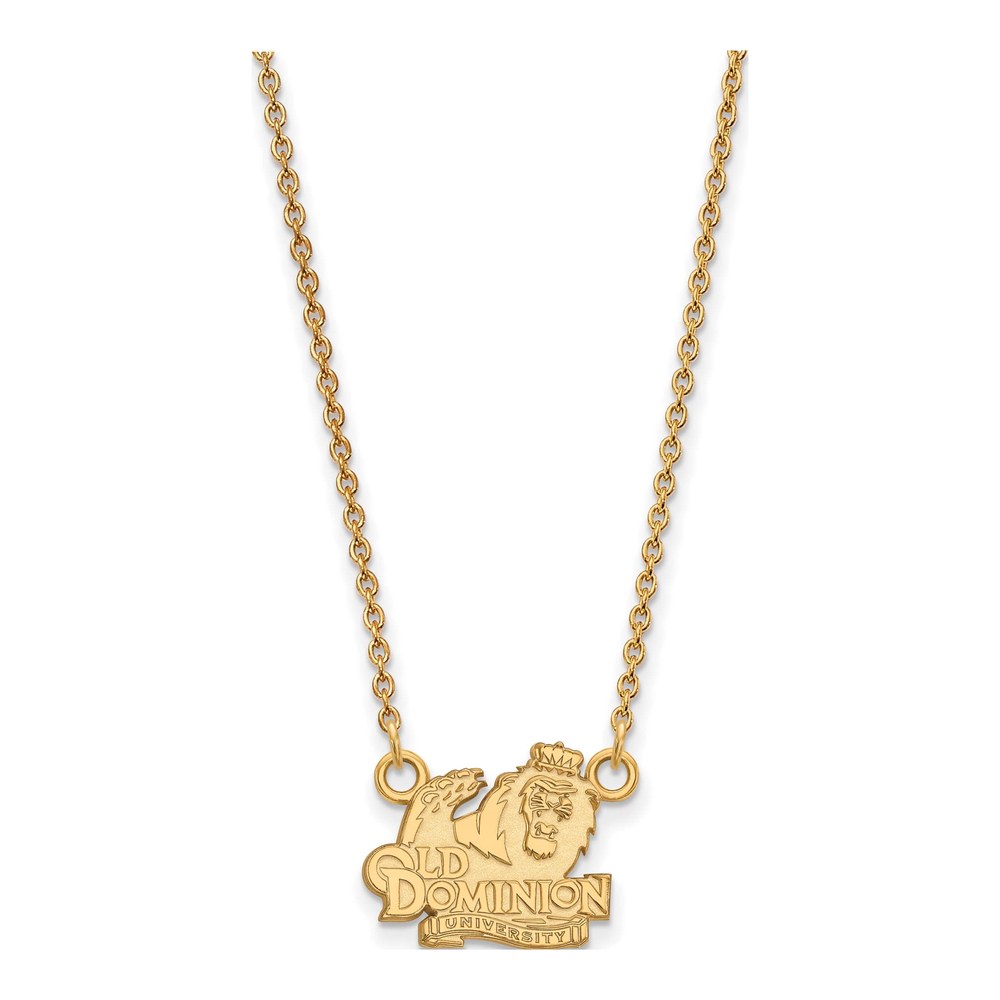 Sterling Silver Gold-Plated Logoart Old Dominion University Small Pendant 18 Inch Necklace with Lobster Clasp