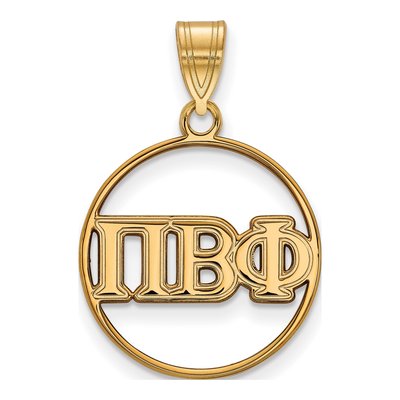 Pi Beta Phi Gold-Plated Sterling Silver Medium Sorority Circle Pendant
