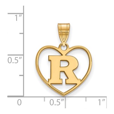 Rutgers University Gold-Plated Sterling Silver Medium Heart Letter R Pendant – view 2