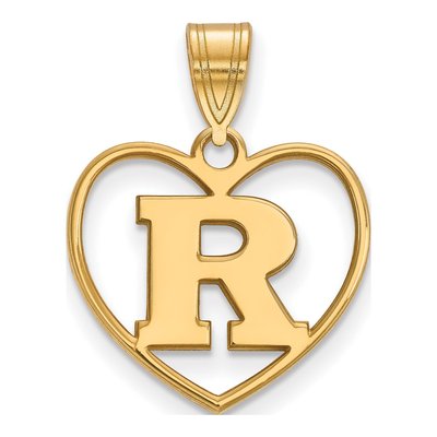 Rutgers University Gold-Plated Sterling Silver Medium Heart Letter R Pendant