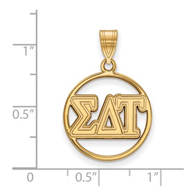 Sigma Delta Tau Gold-Plated Sterling Silver Medium Circle Pendant – view 2