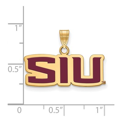Southern Illinois University Gold-Plated Sterling Silver Small SIU Enameled Pendant – view 2