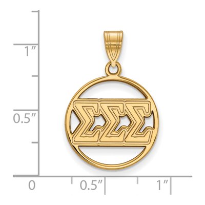 Sigma Sigma Sigma Gold-Plated Sterling Silver Medium Sorority Pendant – view 2