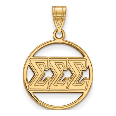 Sigma Sigma Sigma Gold-Plated Sterling Silver Medium Sorority Pendant