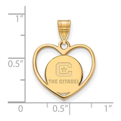 The Citadel Gold-Plated Sterling Silver Medium Heart Pendant – view 2