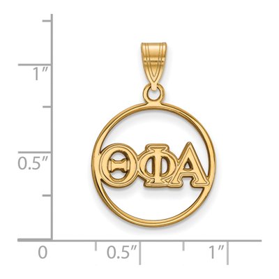 Theta Phi Alpha Gold-Plated Sterling Silver Medium Sorority Circle Pendant – view 2