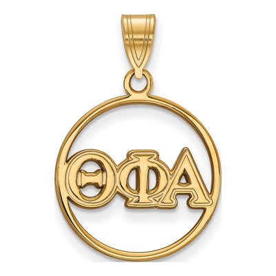 Theta Phi Alpha Gold-Plated Sterling Silver Medium Sorority Circle Pendant