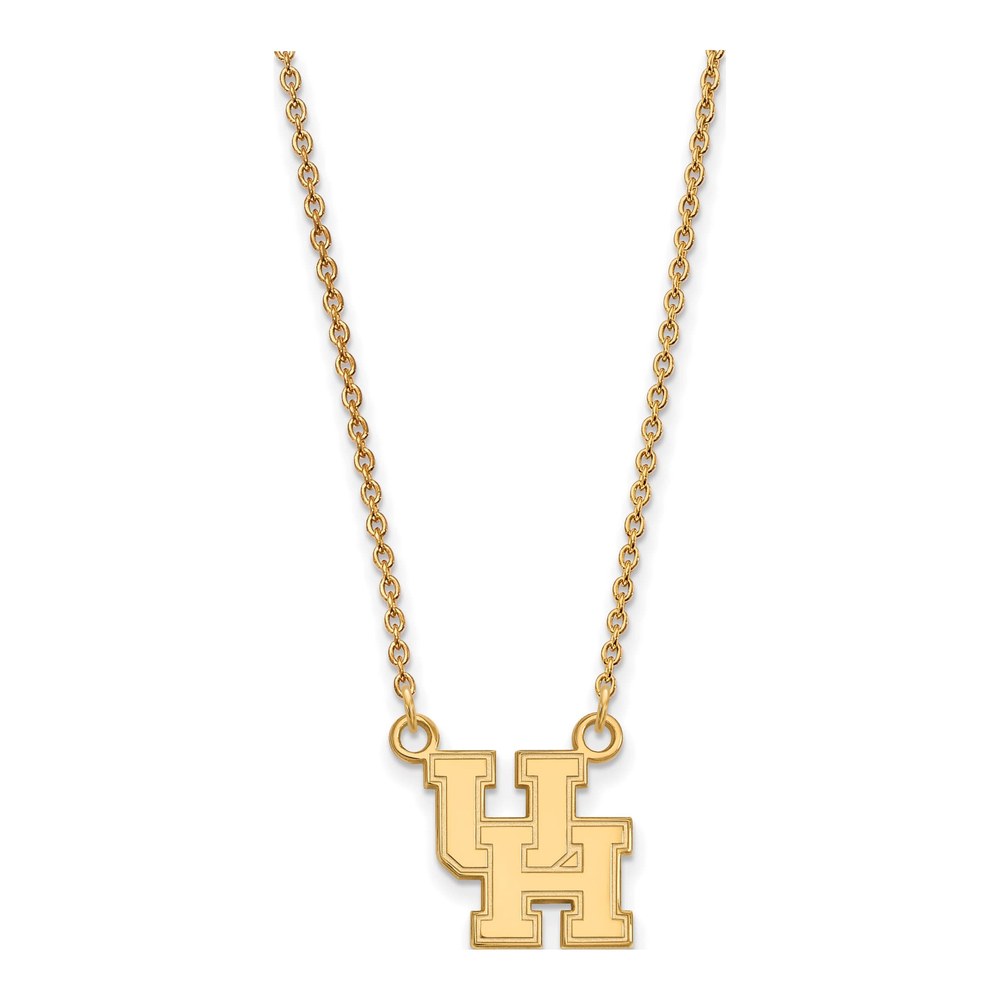 Sterling Silver Gold-Plated Logoart University Of Houston U-H Small Pendant 18 Inch Necklace with Lobster Clasp