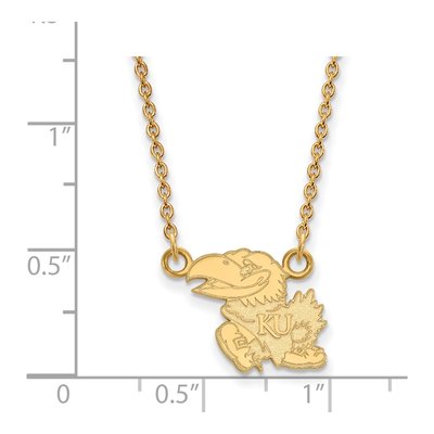 University of Kansas Gold-Plated Sterling Silver Small Jayhawk Necklace – view 2
