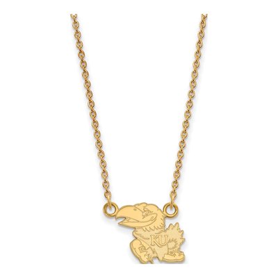 University of Kansas Gold-Plated Sterling Silver Small Jayhawk Necklace