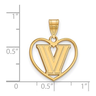 Villanova University Gold-Plated Sterling Silver Medium Heart Letter V Pendant – view 2