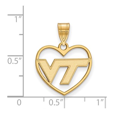 Virginia Tech Gold-Plated Sterling Silver Medium V-T Heart Pendant – view 2