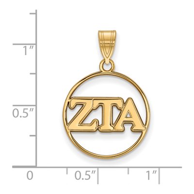 Zeta Tau Alpha Gold-Plated Sterling Silver Medium Circle Pendant – view 2