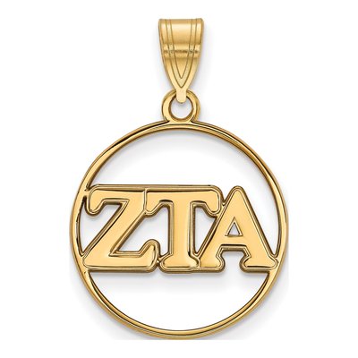 Zeta Tau Alpha Gold-Plated Sterling Silver Medium Circle Pendant