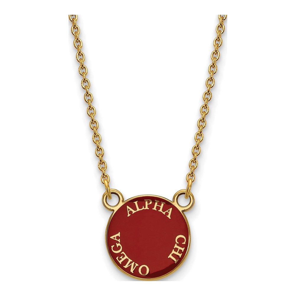 Alpha Chi Omega Gold-Plated Sterling Silver Small Sorority Pendant Necklace