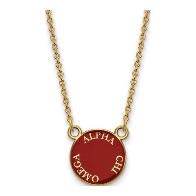 Alpha Chi Omega Gold-Plated Sterling Silver Small Sorority Pendant Necklace