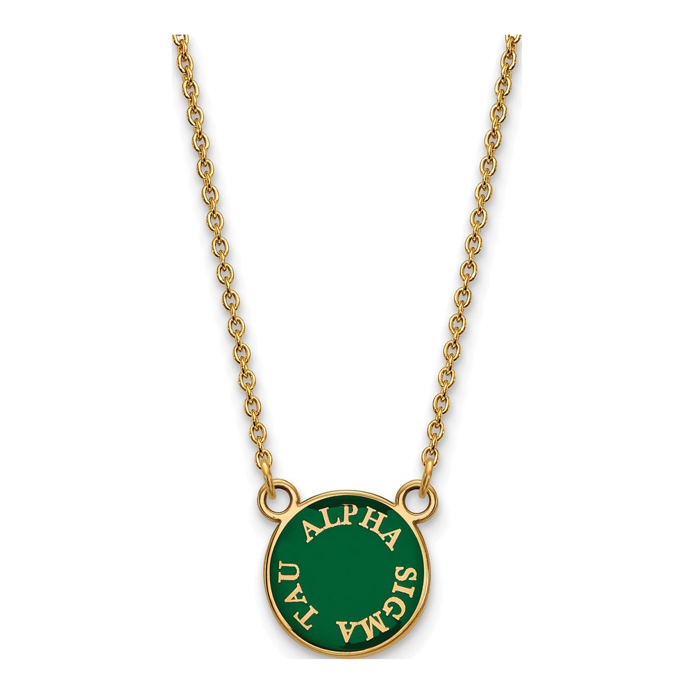 Alpha Sigma Tau Gold-Plated Sterling Silver Extra Small Sorority Pendant Necklace