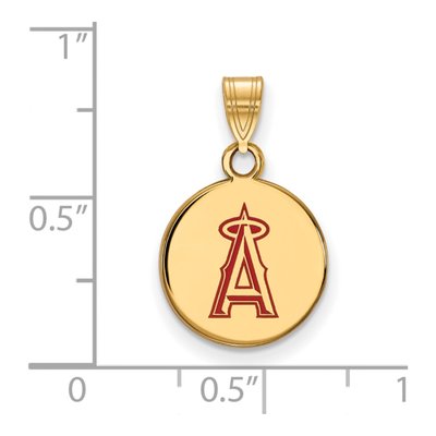 Los Angeles Angels Gold-Plated Sterling Silver Small LA Enamel Disc Pendant – view 2
